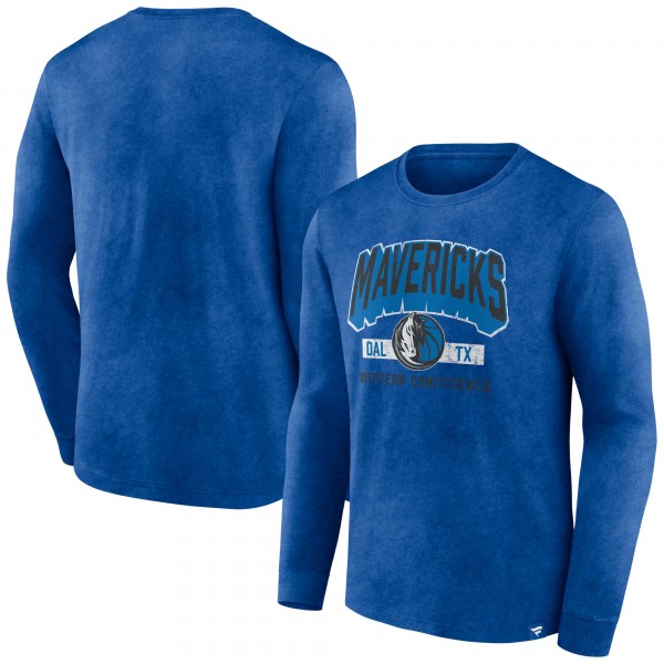 Футболка с длинным рукавом Dallas Mavericks Front Court Press Snow Wash - Heather Royal