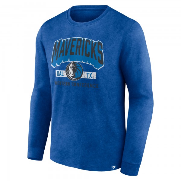 Футболка с длинным рукавом Dallas Mavericks Front Court Press Snow Wash - Heather Royal