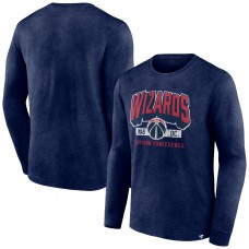 Washington Wizards Fanatics Heather Navy Front Court Press Snow Wash Long Sleeve T-Shirt