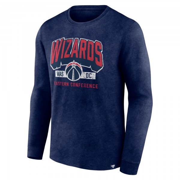 Washington Wizards Fanatics Heather Navy Front Court Press Snow Wash Long Sleeve T-Shirt