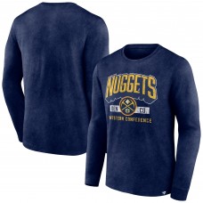 Футболка с длинным рукавом Denver Nuggets Front Court Press Snow Wash - Heather Navy