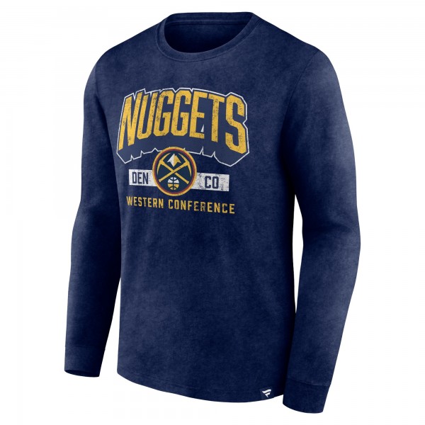 Футболка с длинным рукавом Denver Nuggets Front Court Press Snow Wash - Heather Navy