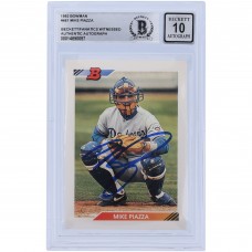 Autographed Los Angeles Dodgers Mike Piazza 1992 Bowman Series 1 #461 Beckett Fanatics Witnessed Authenticated 10 Rookie Card