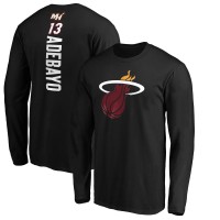 Miami Heat Bam Adebayo Black Playmaker Team Name & Number Long Sleeve T-Shirt