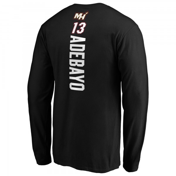 Miami Heat Bam Adebayo Black Playmaker Team Name & Number Long Sleeve T-Shirt