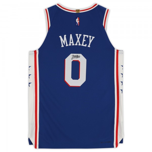 Tyrese Maxey Philadelphia 76ers Autographed Fanatics Authentic Royal Nike 2020-21 Icon with Patch Authentic Jersey
