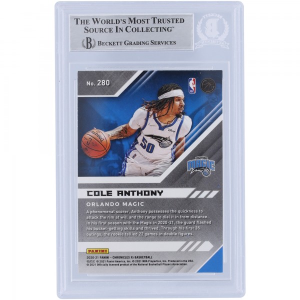 Cole Anthony Orlando Magic Autographed 2020-21 Panini Chronicles XR #280 Beckett Fanatics Witnessed Authenticated Rookie Card with Go Magic Inscription