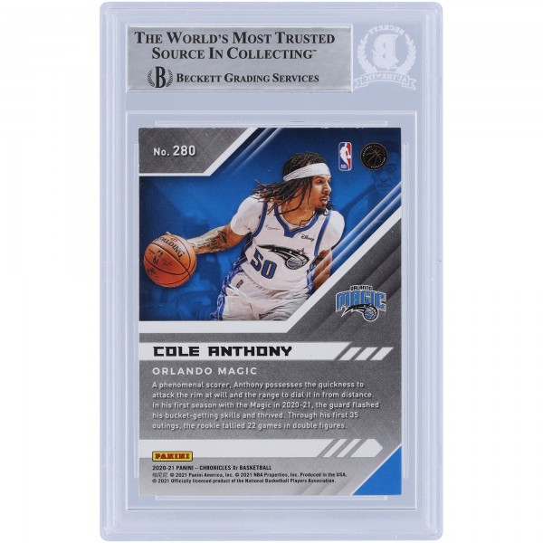 Cole Anthony Orlando Magic Autographed 2020-21 Panini Chronicles XR #280 Beckett Fanatics Witnessed Authenticated Rookie Card