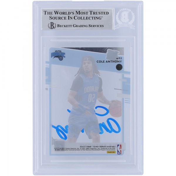 Cole Anthony Orlando Magic Autographed 2020-21 Panini Donruss Clearly Rated Rookie #52 Beckett Fanatics Witnessed Authenticated Rookie Card