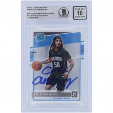 Cole Anthony Orlando Magic Autographed 2020-21 Panini Donruss Optic #165 Beckett Fanatics Witnessed Authenticated 10 Rookie Card