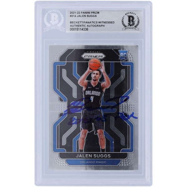 Jalen Suggs Orlando Magic Autographed 2021-22 Panini Prizm #314 Beckett Fanatics Witnessed Authenticated Rookie Card with 2021 #5 Pick Inscription