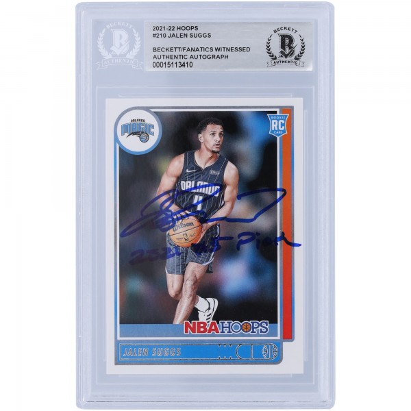 Jalen Suggs Orlando Magic Autographed 2021-22 Panini NBA Hoops #210 Beckett Fanatics Witnessed Authenticated Rookie Card with 2021 #5 Pick Inscription