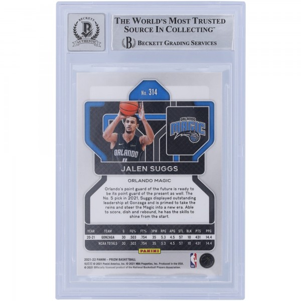 Jalen Suggs Orlando Magic Autographed 2021-22 Panini Prizm #314 Beckett Fanatics Witnessed Authenticated 10 Rookie Card with Go Magic Inscription