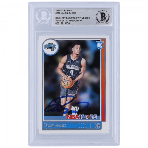 Jalen Suggs Orlando Magic Autographed 2021-22 Panini NBA Hoops #210 Beckett Fanatics Witnessed Authenticated Rookie Card