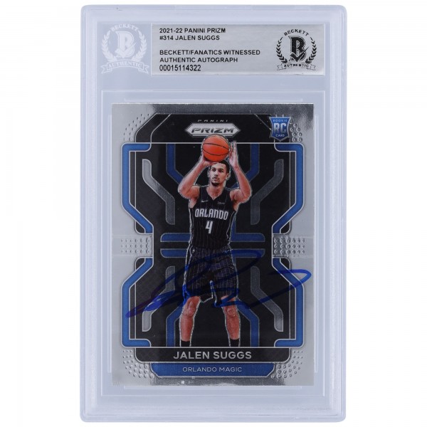 Jalen Suggs Orlando Magic Autographed 2021-22 Panini Prizm #314 Beckett Fanatics Witnessed Authenticated Rookie Card