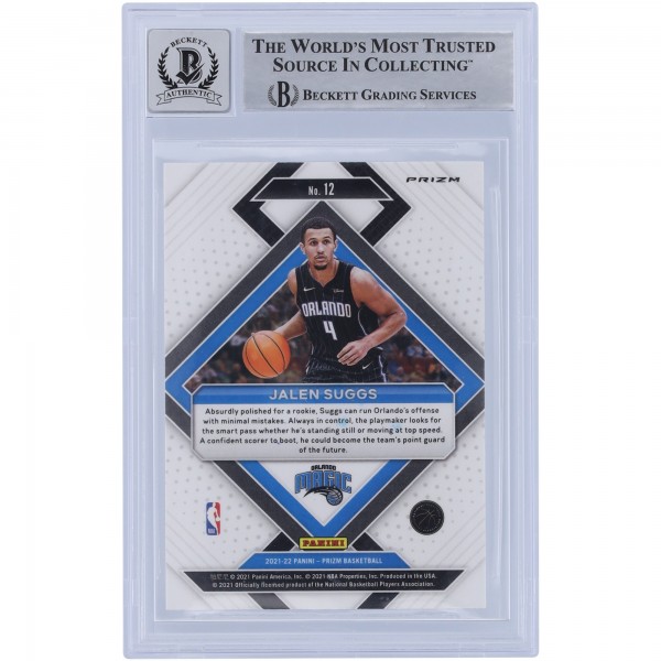 Jalen Suggs Orlando Magic Autographed 2021-22 Panini Prizm Emergent Silver #12 Beckett Fanatics Witnessed Authenticated 10 Rookie Card