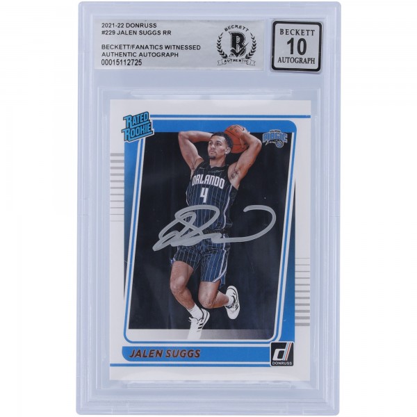 Jalen Suggs Orlando Magic Autographed 2021-22 Panini Donruss Rated Rookie #229 Beckett Fanatics Witnessed Authenticated 10 Rookie Card