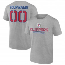 Футболка LA Clippers Personalized Evanston Stencil - Heather Gray
