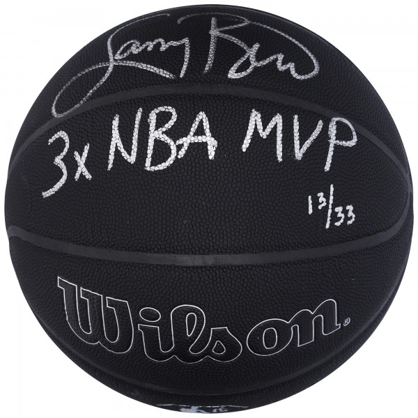 Мяч Larry Bird Boston Celtics Autographed Fanatics Authentic Wilson 75th Anniversary Logo Black with '3X NBA MVP' Inscription - Limited Edition of 33