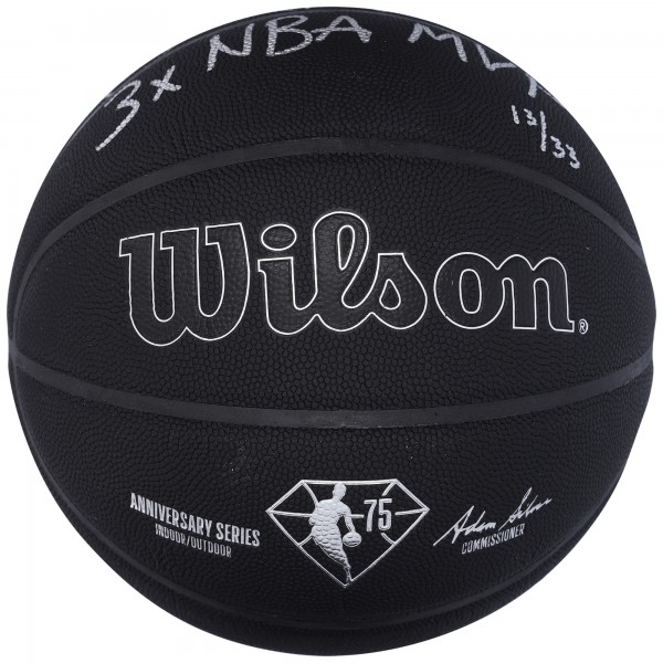 Мяч Larry Bird Boston Celtics Autographed Fanatics Authentic Wilson 75th Anniversary Logo Black with '3X NBA MVP' Inscription - Limited Edition of 33