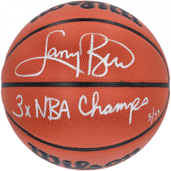 Мяч Larry Bird Boston Celtics Autographed Fanatics Authentic Wilson Authentic Series Indoor/Outdoor with '3x NBA Champs' Inscription - Limited Edition of 33