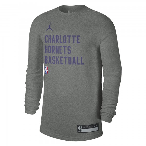 Футболка с длинным рукавом Charlotte Hornets Jordan Brand Unisex 2023/24 Legend On-Court Practice - Heather Gray