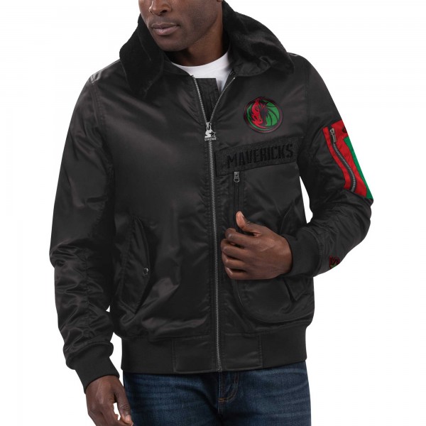 Куртка на молнии Dallas Mavericks Starter x Ty Mopkins Black History Month Satin - Black