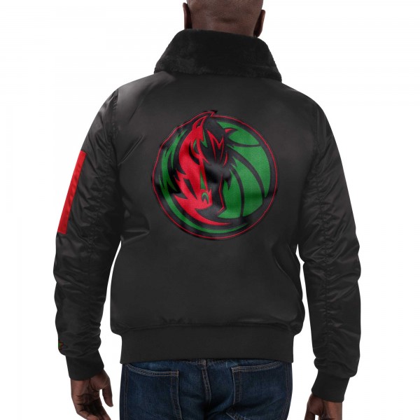 Куртка на молнии Dallas Mavericks Starter x Ty Mopkins Black History Month Satin - Black