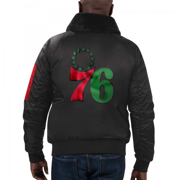Куртка на молнии Philadelphia 76ers Starter x Ty Mopkins Black History Month Satin - Black