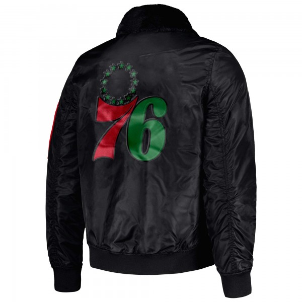 Куртка на молнии Philadelphia 76ers Starter x Ty Mopkins Black History Month Satin - Black