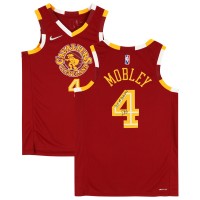 Evan Mobley Cleveland Cavaliers Autographed Fanatics Authentic Nike Red 2021-22 Mixtape Swingman Jersey with #3 Draft Pick Inscription