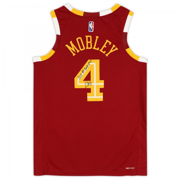Evan Mobley Cleveland Cavaliers Autographed Fanatics Authentic Nike Red 2021-22 Mixtape Swingman Jersey with #3 Draft Pick Inscription
