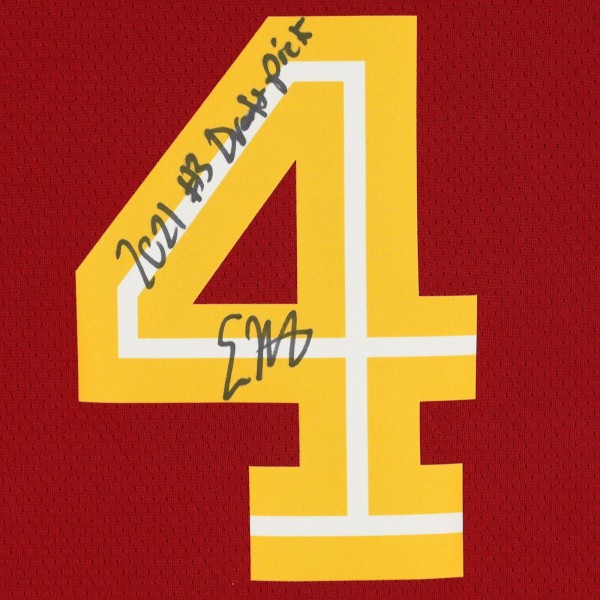 Evan Mobley Cleveland Cavaliers Autographed Fanatics Authentic Nike Red 2021-22 Mixtape Swingman Jersey with #3 Draft Pick Inscription