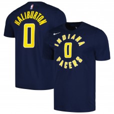 Indiana Pacers Tyrese Haliburton Nike Navy Icon 2022/23 Name & Number T-Shirt