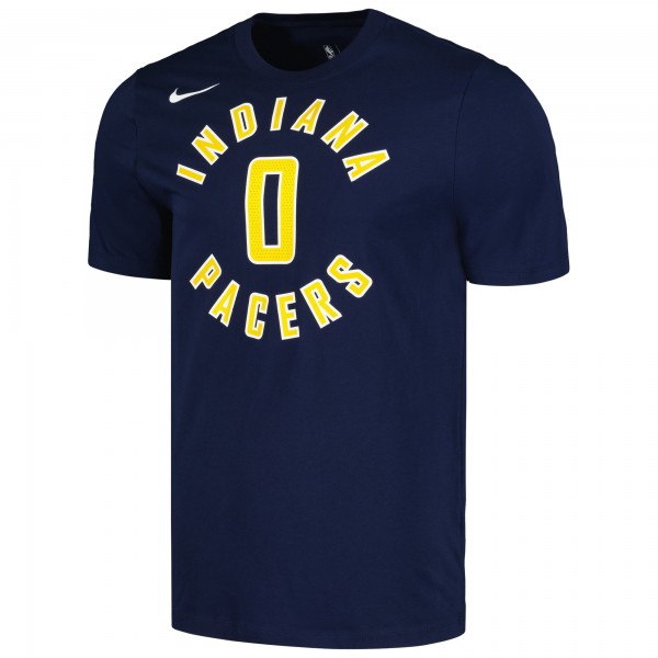 Indiana Pacers Tyrese Haliburton Nike Navy Icon 2022/23 Name & Number T-Shirt