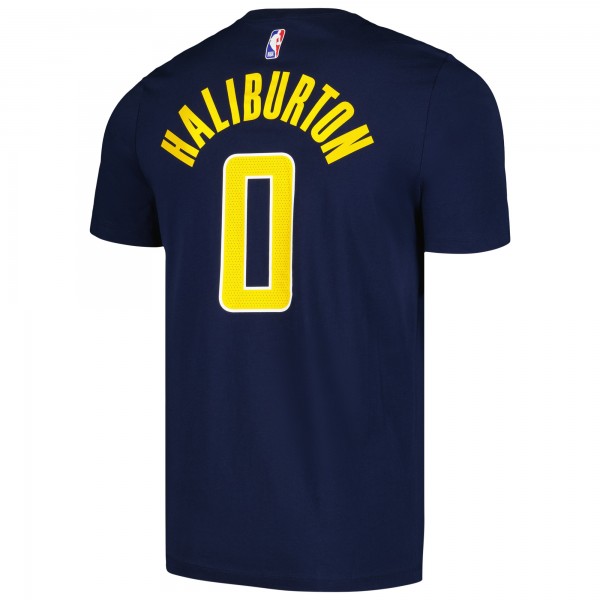 Indiana Pacers Tyrese Haliburton Nike Navy Icon 2022/23 Name & Number T-Shirt