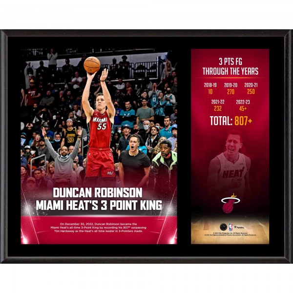 Duncan Robinson Miami Heat Authentic 12 x 15 2022 Franchise Three-Point King Sublimated Plaque
