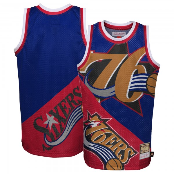 Игровая форма  Philadelphia 76ers Mitchell & Ness Youth Hardwood Classics Big Face 5.0 - Royal/Red