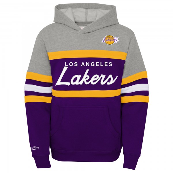 Толстовка Подростковая Los Angeles Lakers Mitchell & Ness Purple/Heather Gray Hardwood Classics Head Coach