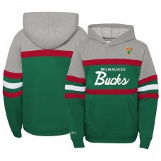 Толстовка Milwaukee Bucks Mitchell & Ness Youth Hardwood Classics Head Coach - Heather Gray/Green