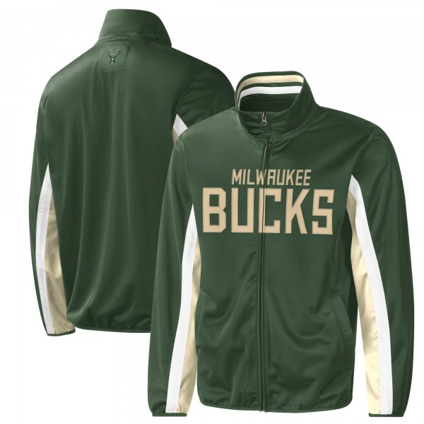 Кофта на молнии Milwaukee Bucks G-III Sports by Carl Banks Contender Wordmark Full-Zip Track - Hunter Green