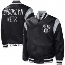Куртка на кнопках Brooklyn Nets Starter Force Play Satin Varsity - Black