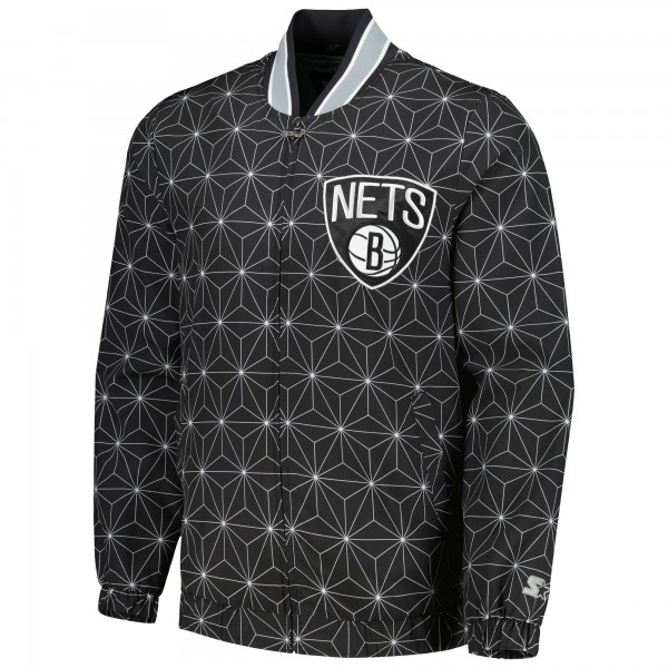 Куртка на молнии Brooklyn Nets Starter In-Field Play Fashion Satin Varsity - Black