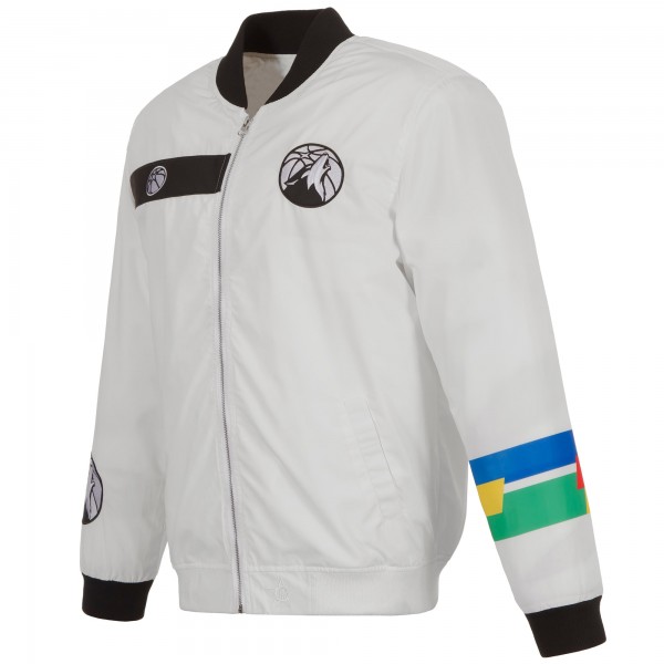 Бомбер Minnesota Timberwolves JH Design 2022/23 City Edition Full-Zip Nylon - White