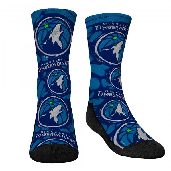 Носки Minnesota Timberwolves Rock Em Socks Youth Allover Logo & Paint