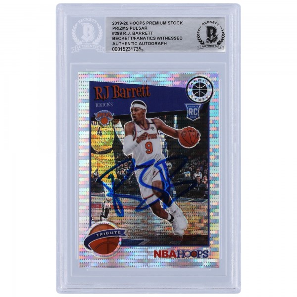 RJ Barrett New York Knicks Autographed 2019-20 Panini Hoops Premium Stock Prizm Pulsar #298 Beckett Fanatics Witnessed Authenticated Rookie Card