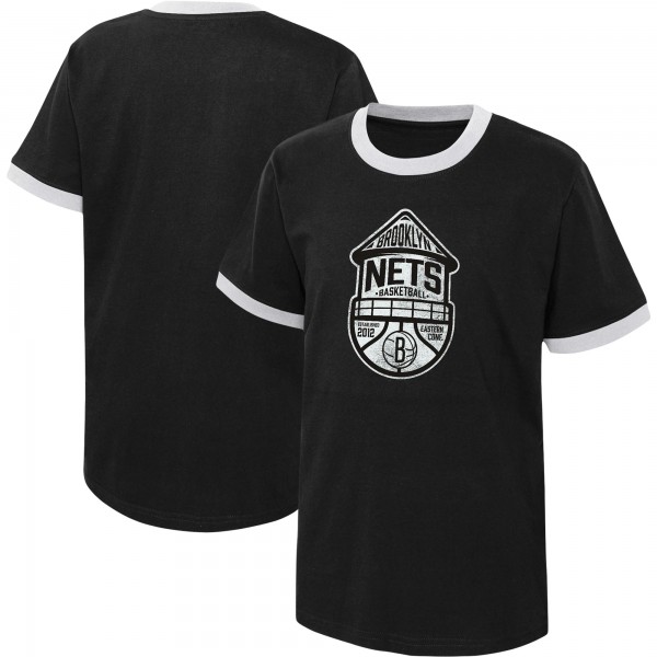 Футболка Youth Brooklyn Nets Black Hoop City Hometown Ringer