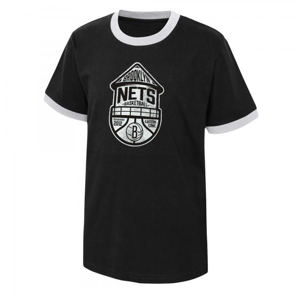 Футболка Youth Brooklyn Nets Black Hoop City Hometown Ringer