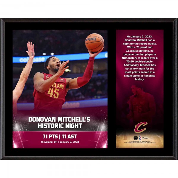 Donovan Mitchell Cleveland Cavaliers Fanatics Authentic 12 x 15 2022 71-Point, 11-Assist Double-Double Sublimated Plaque
