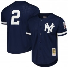 New York Yankees Derek Jeter Mitchell & Ness Navy Cooperstown Collection Mesh Batting Practice Button-Up Jersey